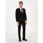 Cacharel Erkek Siyah Slim Fit %100 Yün Mono Yaka Takım Elbise 50310092-VR046 - 54 - 6 Drop