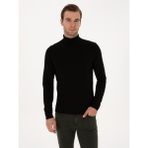 Cacharel Erkek Siyah Slim Fit Balıkçı Yaka Pamuk Karışımlı Basic Triko Kazak 50318678-VR046 - 2XL