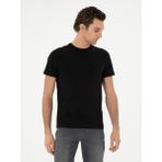 Cacharel Erkek Siyah Slim Fit Bisiklet Yaka Merserize Basic T-Shirt 50305451-VR046