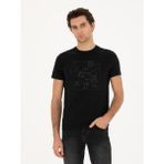 Cacharel Erkek Siyah Slim Fit Bisiklet Yaka T-shirt 50284843-VR046