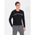 Cacharel Erkek Siyah Slim Fit Bisiklet Yaka Triko Kazak 50259268-VR046 - 3XL
