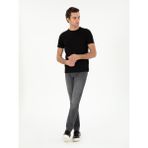 Cacharel Erkek Siyah Slim Fit Çizgi Dokulu Bisiklet Yaka T-Shirt 50303372-VR046