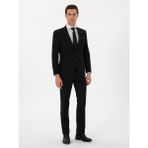 Cacharel Erkek Siyah Slim Fit Çizgili Yün Takım Elbise 50306796-VR046 - 54 - 6 Drop