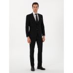 Cacharel Erkek Siyah Slim Fit Çizgili Yün Takım Elbise 50306796-VR046 - 6 Drop