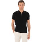 Cacharel Erkek Siyah Slim Fit Fermuarlı Polo Yaka Triko T-Shirt 50300834-VR046