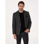 Cacharel Erkek Siyah Slim Fit İpek Kaşmir Karışımlı Mikro Desenli Blazer Ceket 50310753-VR046 - 6 Drop - 48