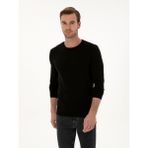 Cacharel Erkek Siyah Slim Fit Pamuk Karışımlı Bisiklet Yaka Basic Triko Kazak 50318620-VR046 - 2XL