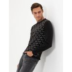 Cacharel Erkek Siyah Slim Fit Pamuk Karışımlı Bisiklet Yaka Triko Kazak 50258882-VR046