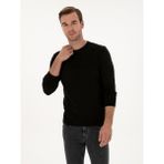 Cacharel Erkek Siyah Slim Fit Pamuk Karışımlı Bisiklet Yaka Triko Kazak 50318982-VR046 - 2XL