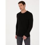 Cacharel Erkek Siyah Slim Fit Pamuk Karışımlı Bisiklet Yaka Triko Kazak 50318983-VR046 - 2XL