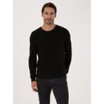 Cacharel Erkek Siyah Slim Fit Pamuk Karışımlı Bisiklet Yaka Triko Kazak 50318983-VR046
