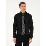 Cacharel Erkek Siyah Slim Fit Pamuk Karışımlı Klasik Gömlek 50292265-VR046 - 43