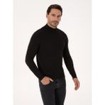 Cacharel Erkek Siyah Slim Fit Pamuk Karışımlı Yarım Balıkçı Yaka Basic Triko Kazak 50318619-VR046 - 2XL