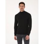 Cacharel Erkek Siyah Slim Fit Pamuk Karışımlı Yarım Balıkçı Yaka Basic Triko Kazak 50318619-VR046