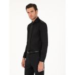 Cacharel Erkek Siyah Slim Fit Pamuk Klasik Gömlek 50287784-VR046