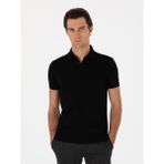Cacharel Erkek Siyah Slim Fit Polo Yaka Pamuklu Basic T-Shirt 50300934-VR046