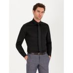 Cacharel Erkek Siyah Slim Fit Uzun Kollu Basic Gömlek 50268503-VR046 - 37