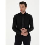 Cacharel Erkek Siyah Slim Fit Uzun Kollu Basic Gömlek 50270146-VR046 - 40