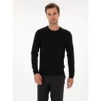 Cacharel Erkek Siyah Slim Fit Yün Karışımlı Bisiklet Yaka Basic Triko Kazak 50315266-VR046