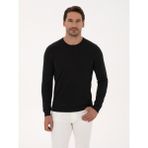 Cacharel Erkek Siyah Slim Fit Yün Karışımlı Bisiklet Yaka Basic Triko Kazak 50318854-VR046