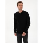 Cacharel Erkek Siyah Slim Fit Yün Karışımlı Bisiklet Yaka Triko Kazak 50311876-VR046 - XL