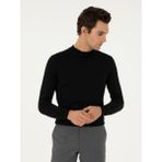Cacharel Erkek Siyah Slim Fit Yün Karışımlı Çeyrek Balıkçı Yaka Basic Triko Kazak 50296402-VR046 - 2XL