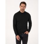 Cacharel Erkek Siyah Slim Fit Yün Karışımlı Çeyrek Balıkçı Yaka Basic Triko Kazak 50318891-VR046