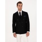 Cacharel Erkek Siyah Slim Fit Yün Karışımlı Kruvaze Ceket 50310755-VR046 - 6 Drop - 48