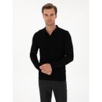 Cacharel Erkek Siyah Slim Fit Yün Karışımlı Polo Yaka Triko Kazak 50311890-VR046 - 2XL