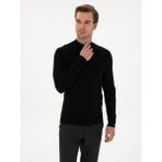 Cacharel Erkek Siyah Slim Yün Karışımlı Fit Yarım Balıkçı Basic Triko Kazak 50315296-VR046 - XL