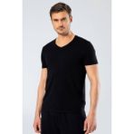 Cacharel Erkek T-shirt V Yaka Likralı - Siyah