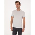 Cacharel Erkek Taş Slim Fit %100 Pamuk Bisiklet Yaka Basic T-Shirt 50324401-VR049 - 3XL