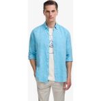 Cacharel Erkek Turkuaz Regular Fit Yakası Düğmeli %100 Keten Gömlek 50319198-VR093 - XL