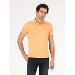 Cacharel Erkek Turuncu Polo Yaka Slim Fit Basic Merserize T-shirt 50265364-VR181 - Oranj - XL