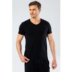 Cacharel Erkek V Yaka %95 Pamuk %5 Elastan Kısa Kollu T-shirt