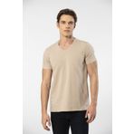 Cacharel Erkek V Yaka Likralı T-shirt 1332/bej