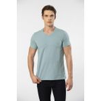 Cacharel Erkek V Yaka Likralı T-shirt 1332/YEŞİL1