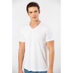 Cacharel Erkek V Yaka T-Shirt 2170/Beyaz - 3XL
