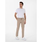 Cacharel Erkek Vizon Slim Fit Beli Bağcıklı Esnek Klasik Pantolon 50310507-VR052 - 6