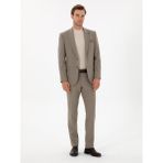 Cacharel Erkek Vizon Slim Fit Çizgili Kırlangıç Yaka Takım Elbise 50311017-VR052 - 54 - 6 Drop