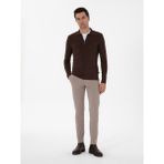 Cacharel Erkek Vizon Slim Fit Kanvas Pantolon 50311593-VR052 - 32 - 30