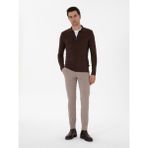 Cacharel Erkek Vizon Slim Fit Kanvas Pantolon 50311593-VR052 - 32 - 38