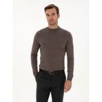 Cacharel Erkek Vizon Slim Fit Kaşmir İpek Karışımlı Çeyrek Balıkçı Yaka Triko Kazak 50316299-VR052 - 2XL