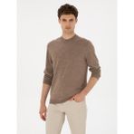 Cacharel Erkek Vizon Slim Fit Yün Karışımlı Çeyrek Balıkçı Basic Triko Kazak 50315295-VR052 - 2XL