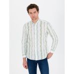 Cacharel Erkek Yeşil Slim Fit %100 Pamuklu Çizgili Gömlek 50265585-VR054 - XL