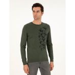 Cacharel Erkek Yeşil Slim Fit Bisiklet Yaka Yün Triko Kazak 50291586-VR054
