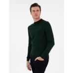 Cacharel Erkek Zümrüt Slim Fit Yün Karışımlı Çeyrek Balıkçı Yaka Basic Triko Kazak 50296402-VR055