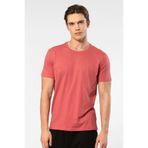 Cacharel Kısa Kollu, O Yaka Slim Fit Basic Erkek T-shirt Mercan