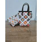 Cadde Dükkanı Beyaz Kilim Desenli Mini Askılı Çapraz Çanta Cüzdan - Renkli