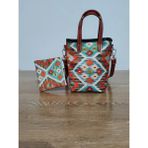 Cadde Dükkanı Kilim Desenli Mini Askılı Çapraz Çanta Cüzdan - Renkli